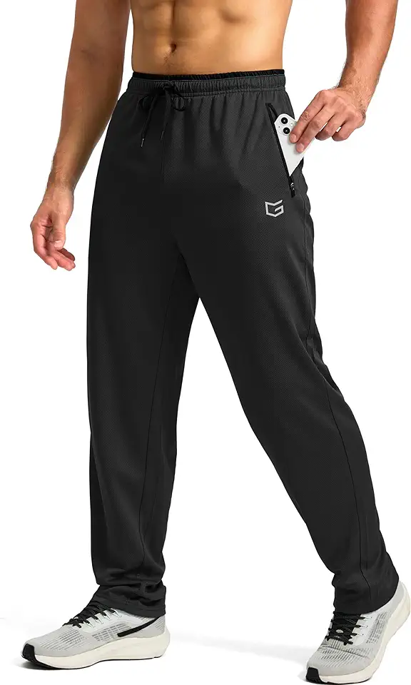 G Gradual Men's Sweatpants Mesh Lightweight with Zip Pockets Breathable Quick Dry Athletic Pants for Workout Running