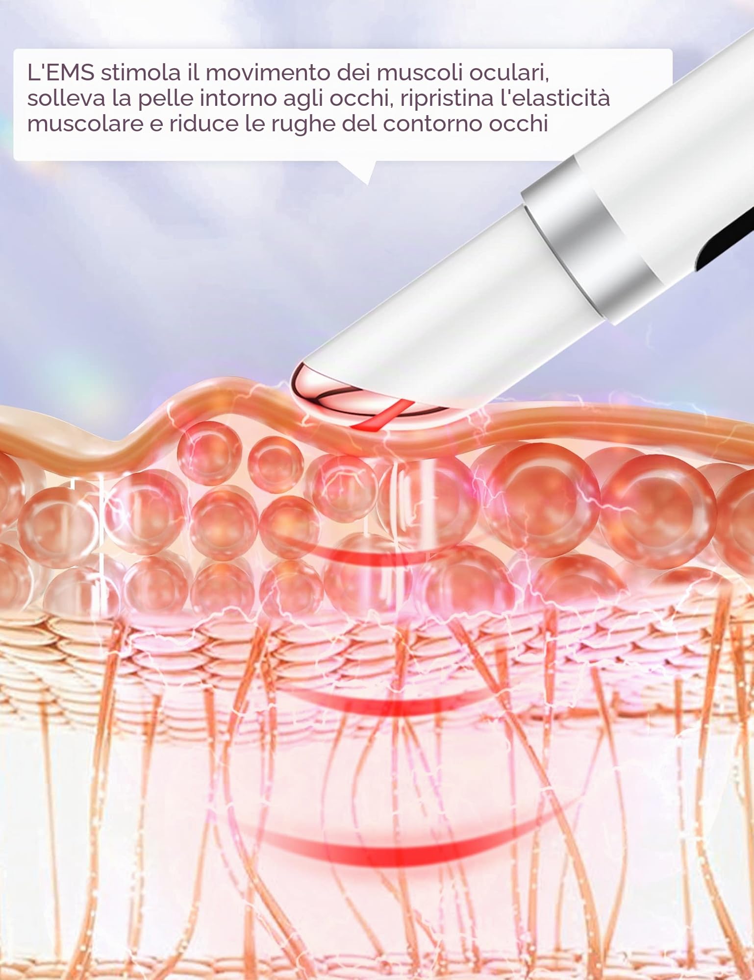 ANLAN Massaggiatore occhi antirughe, EMS massaggiatore viso con 38°-45° impacco caldo, vibrante, 3 modalità led, rimuove efficacemente occhiaie, borse sotto gli occhi, gonfiori, rughe