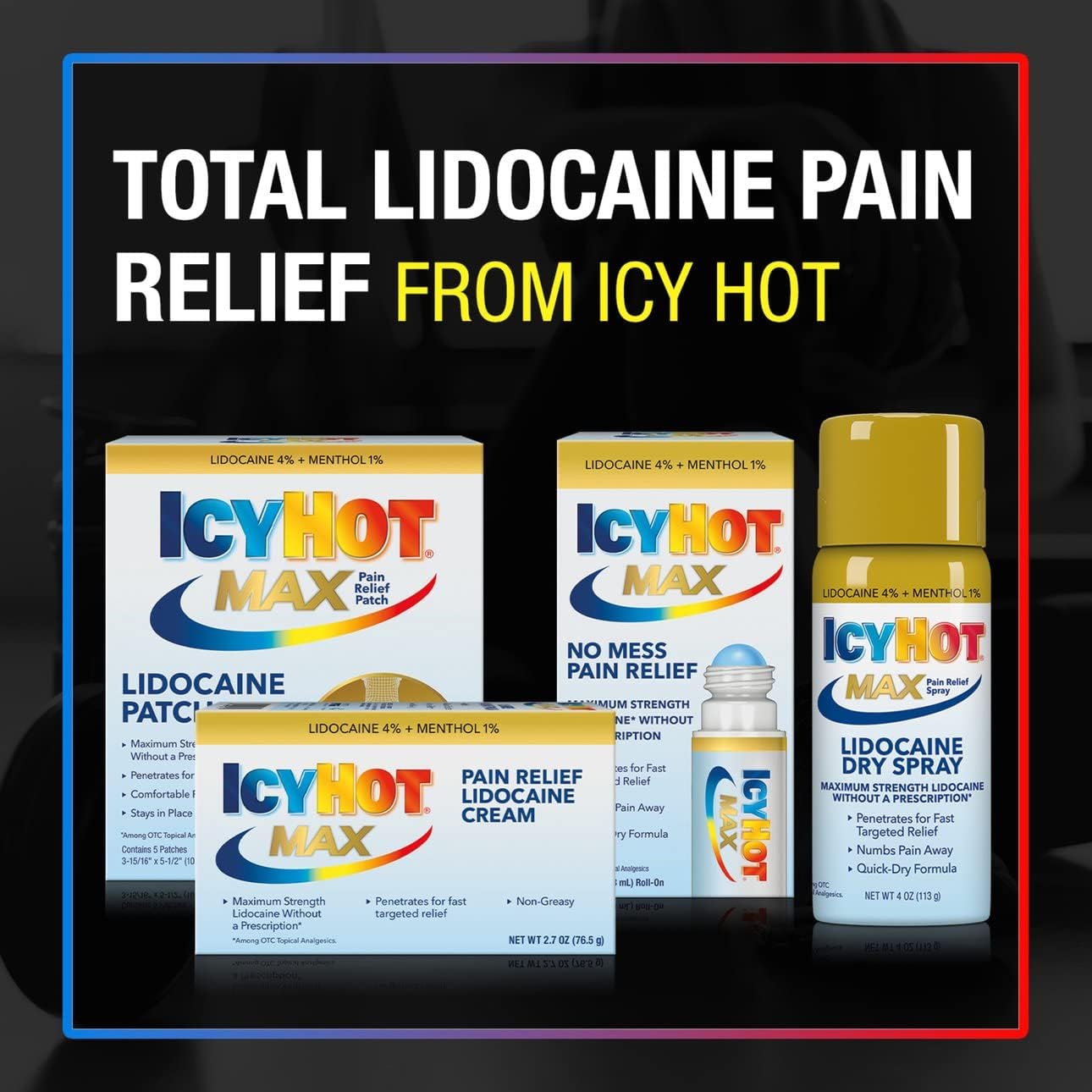 Icy Hot Dry Spray with 4% Lidocaine, 3 Pack (Unscented, 4 Ounce Each)