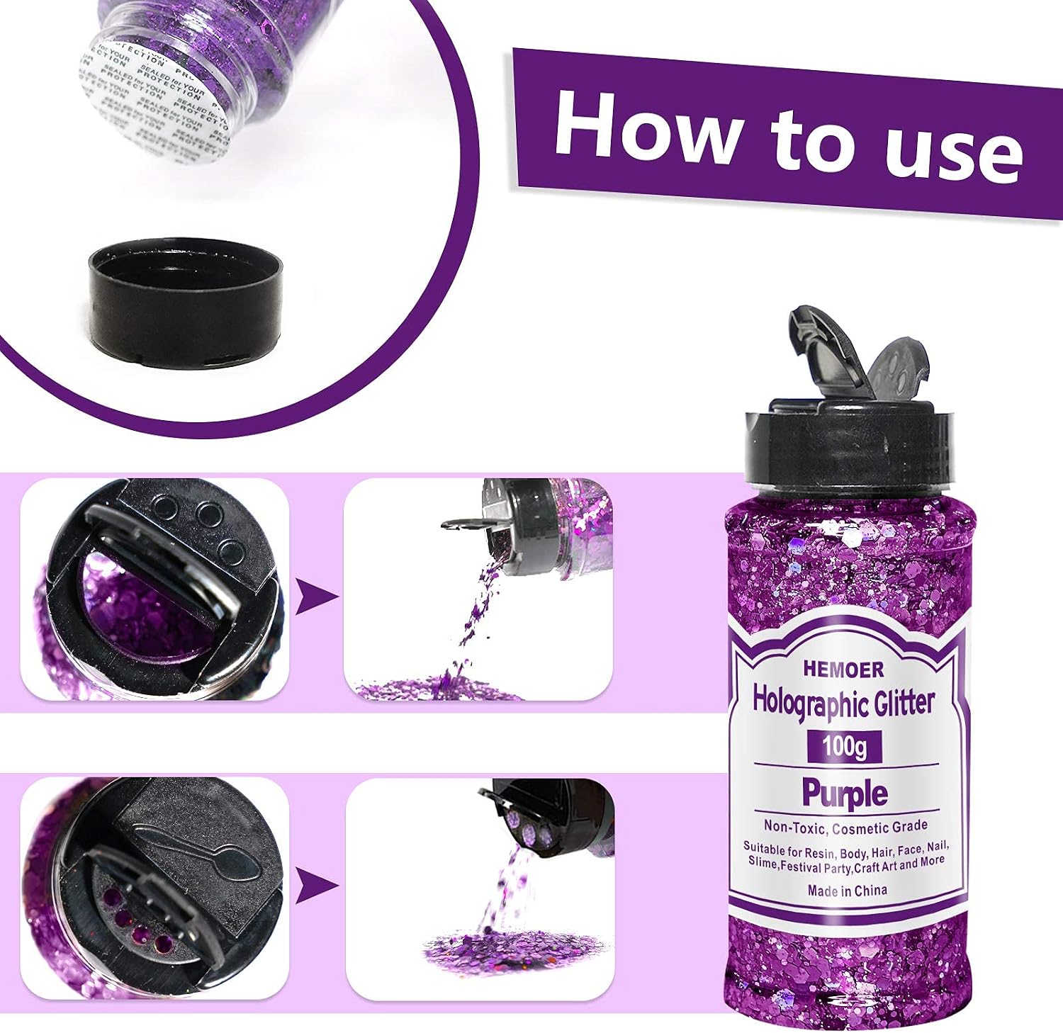 HEMOER Purple Glitter - Image 4