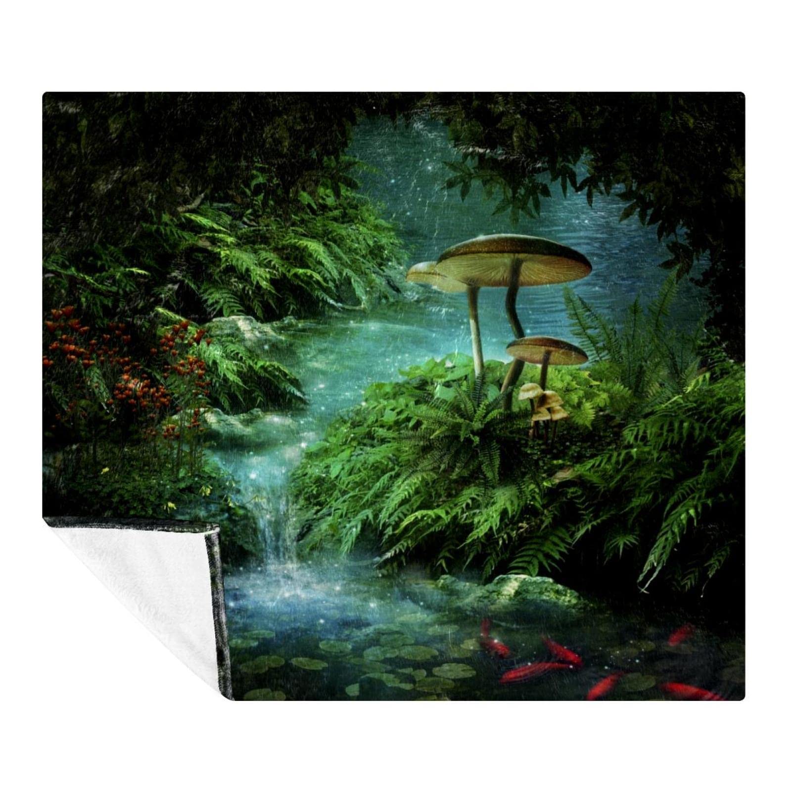 Couverture microfibre pour adultes et enfants design rivière et étang féerique