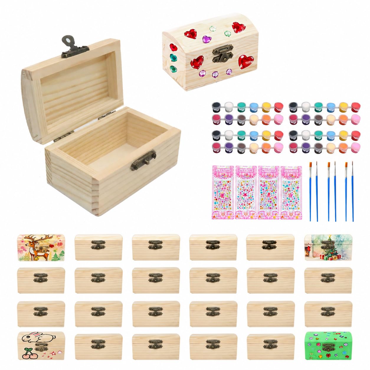 24 Stk Schatztruhe Kindergeburtstag, 9x5.5x5 cm Mini Schatztruhe