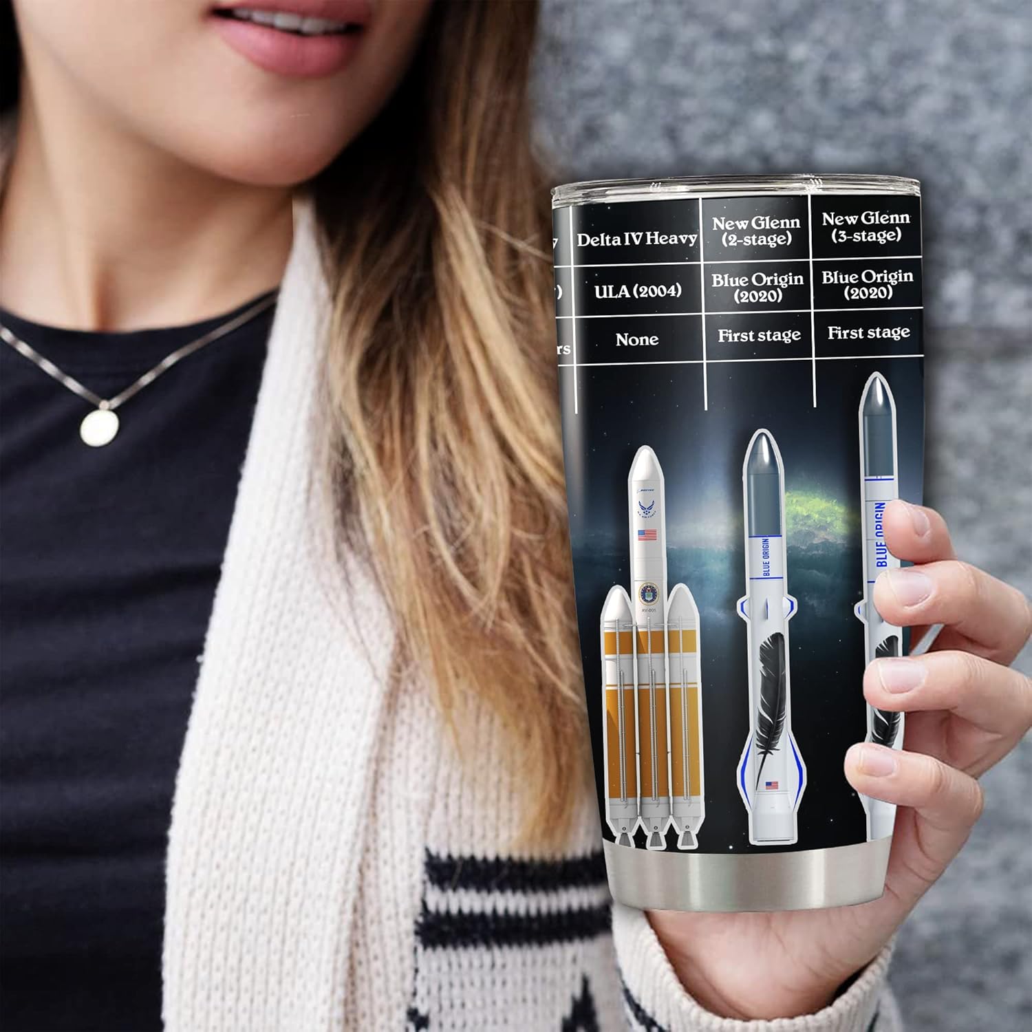 DOINB TIAN Insulated Tumbler Stainless Steel Spacex Bottle Falcon Tea 9 With Lid Rocket Vacuum Mug Coffee Travel Cup 20 Oz Tumblers Gifts For Friend Co-worker Father's Mother's Day Birthday Christmas - Image 2