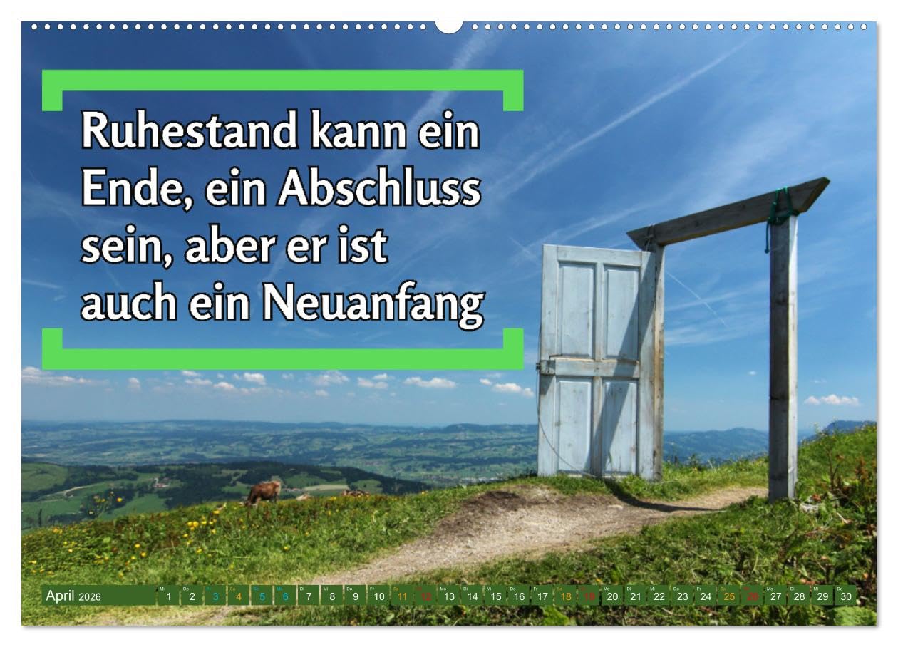 Ruhestand - das Leben neu entdecken (hochwertiger Premium Wandkalender 2026 DIN A2 quer), Kunstdruck in Hochglanz: Freiheit genießen, Neues entdecken (CALVENDO Gesundheit)