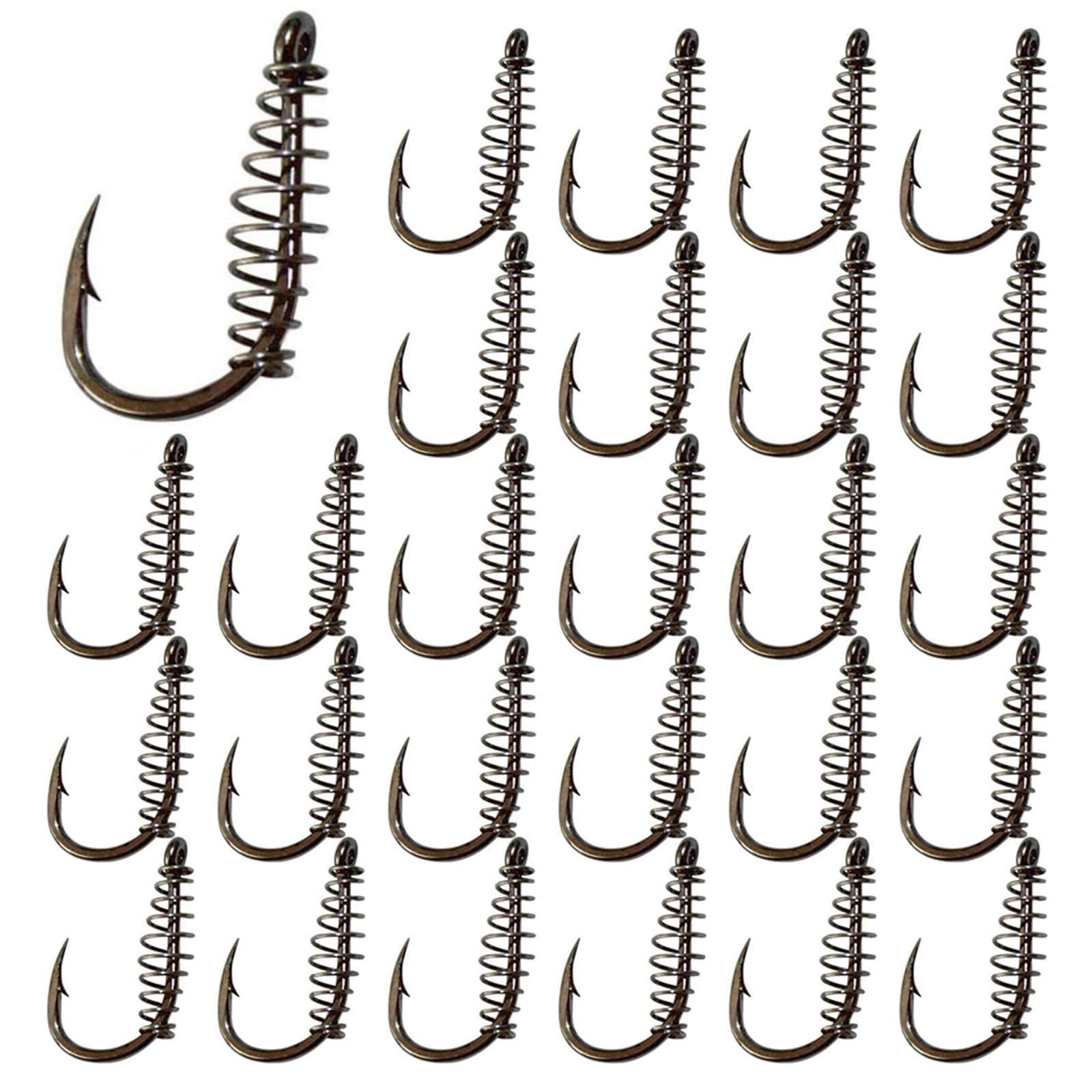 woojfcang 30 Pcs Twist Lock Fishing Hooks Carbon Steel Spring Fishing Hooks Barbed Swivel Fishing Hooks for Saltwater Freshwater Eyed Sea Fish Hooks Carp Fishing Tackle Carp Circle Hooks,Accessories