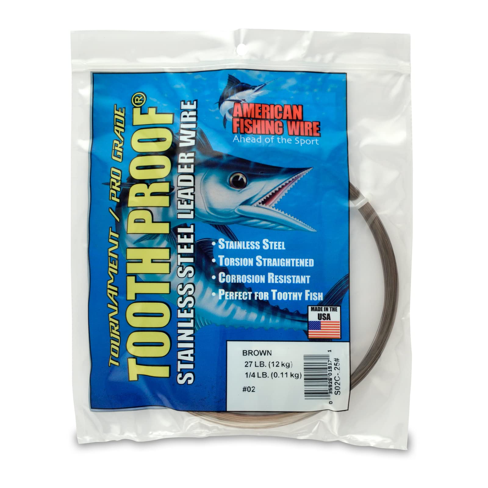 AFW Tooth Proof Fishing Wire Single Strand Leader, Bright and Camo
