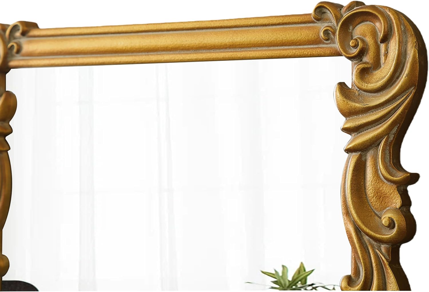 Antique Gold Baroque Mirrors for Wall Decor 30 X 21 Inch, Hanging Rectangular Wooden Frame Vintage Mirror for Living Room Bathroom Bedroom Entryway Hallway, Horizontal or Vertical