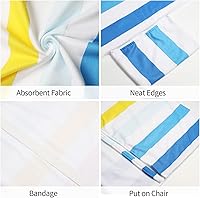 Vista 4 de Funda colorida para silla de playa con bolsillos laterales, acogedora, de secado rápido, a rayas, para piscina, playa, jardín, hotel, tomar el sol