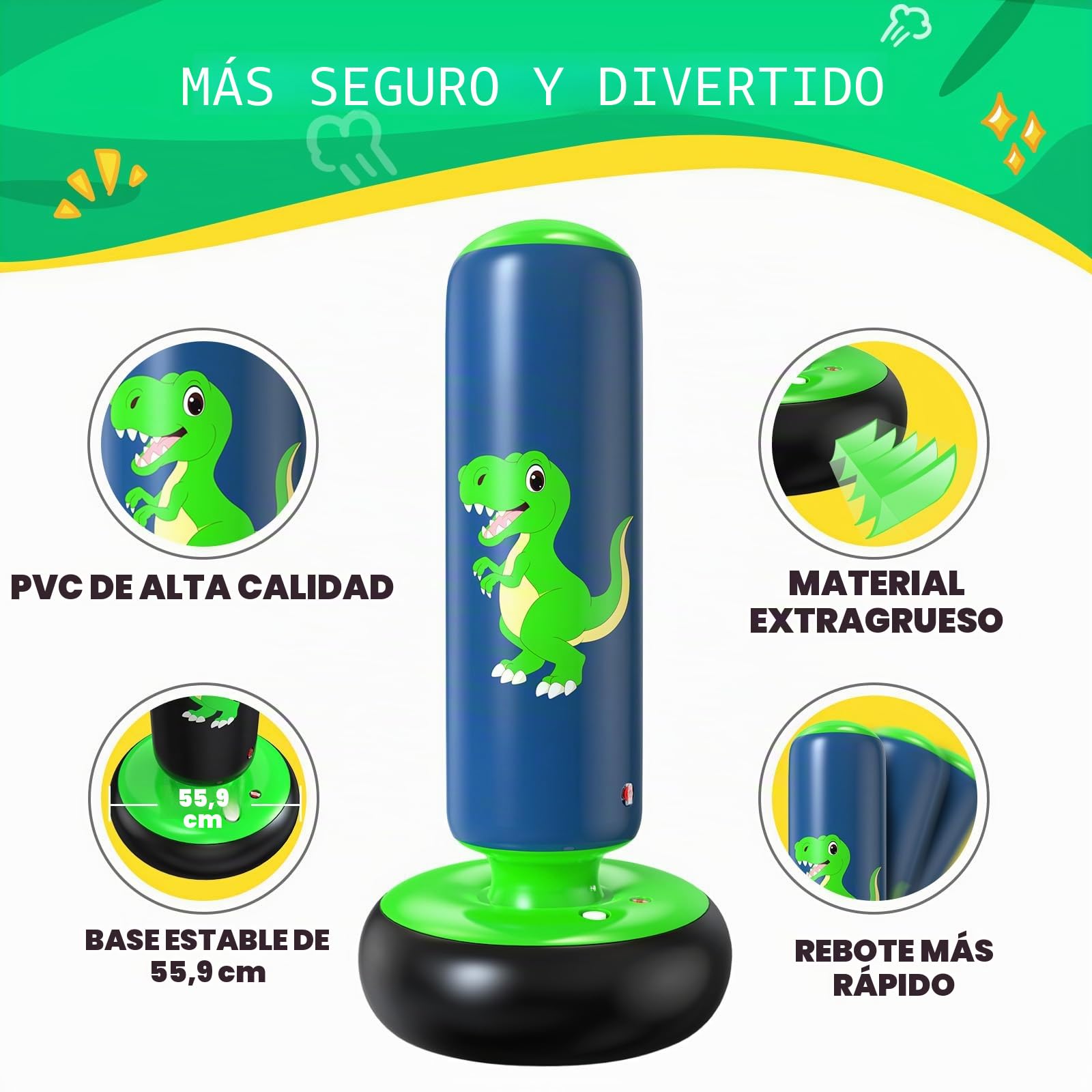 Saco Boxeo Niños Inflable de Pie 3-8 Años Punching Ball Set Karate Taekwondo MMA