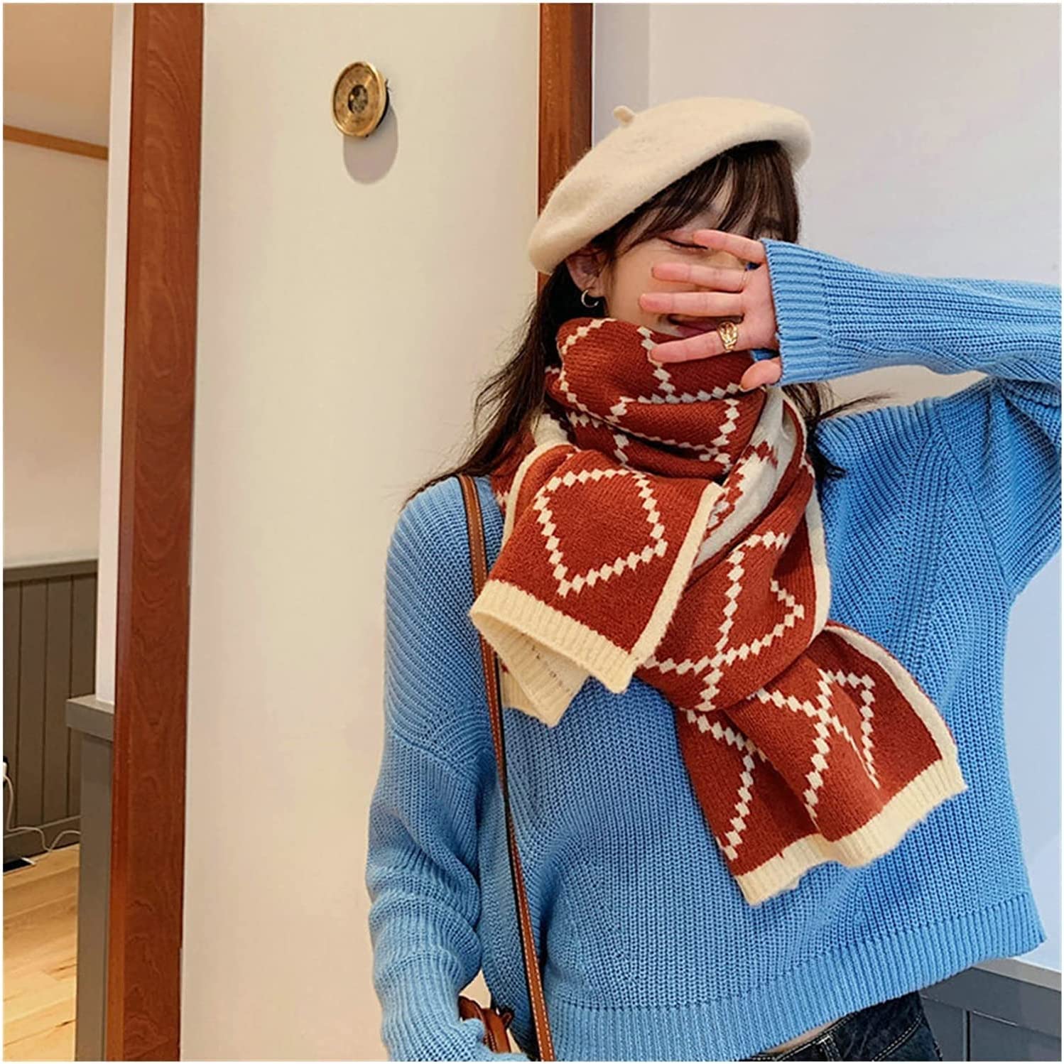 Neu Klassischer Karierter Schal, doppelseitiger, frischer und modischer Strickschal, Herbst-Winter-Dicker, weicher, Warmer Schal, Damen-Wickelschal Mehrweg