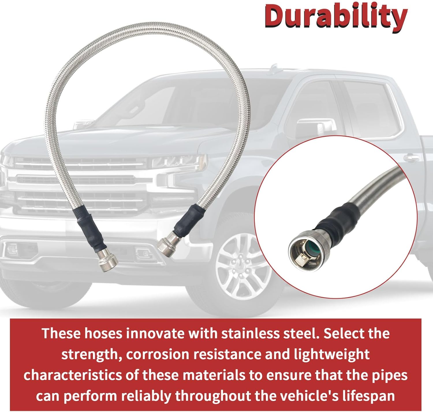 15167372 15077513 2PCS Fuel Tank Hoses Stainless Compatible for 2001 2002 2003 2004 2005 2006 2007 2008 2009 2010 Chevrolet Silverado/GMC Sierra 2500HD 3500HD 6.6L Diesel