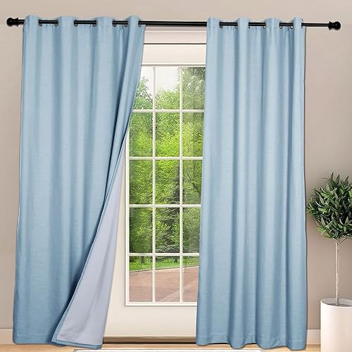 Frelement Cortinas opacas extralargas de 108 pulgadas de largo, para sala de estar, cortinas de lino con bloqueo de luz, cortinas con aislamiento