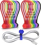 Magnetic Cable Ties, 16 Pack 7.2" Strong Magnetic Cord Ties Cute Cloud Dialogue Design, Silicone Twist Tie with Magnet Reusable 8 Assorted Colors X2 by SOOOEC