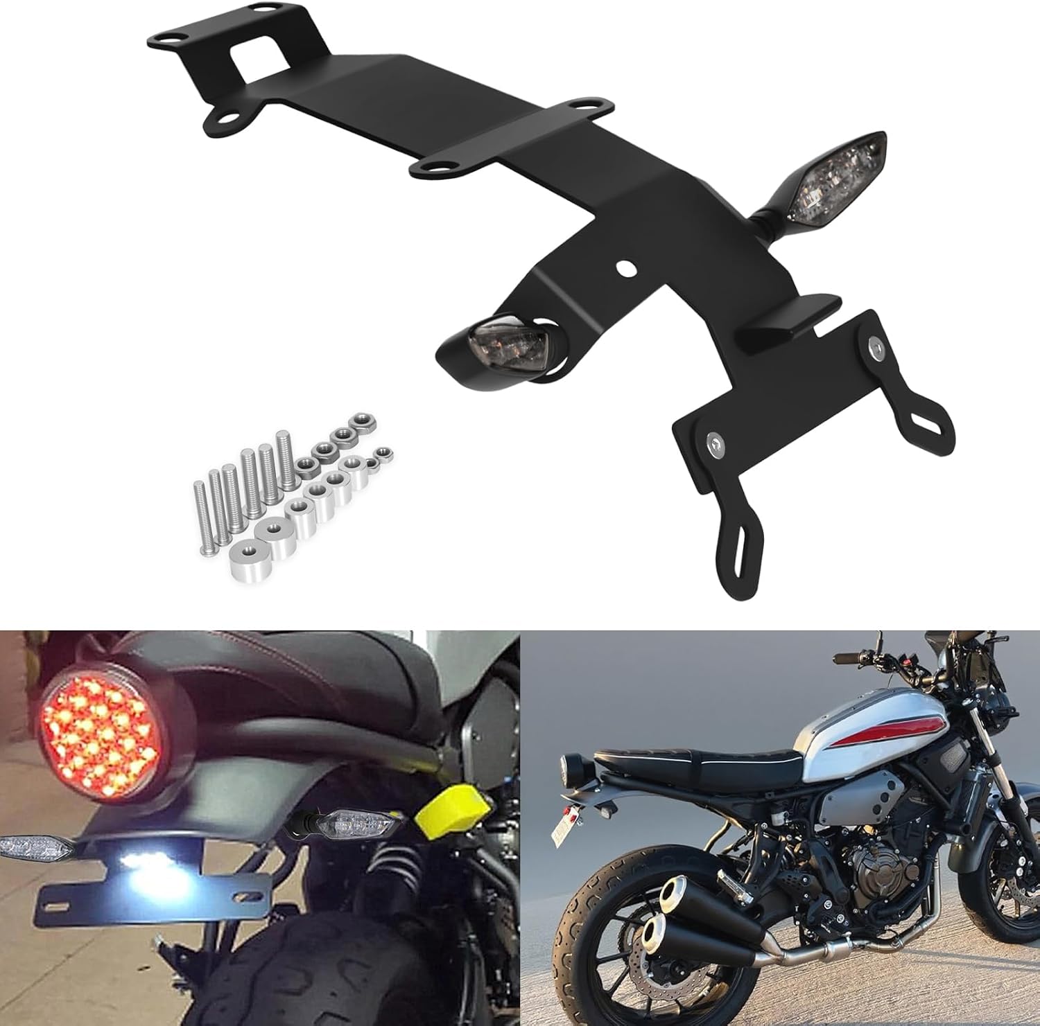 XSR700 Fender Eliminator Tail Tidy Kit Compatible with 2015-2025 XSR 700 License Plate Mount with with Turn Signals and LED License Light (Smoke)