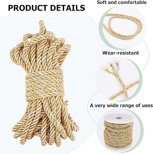 Miniatura 6 de GORGECRAFT Cuerda de poliéster de 0.315 in con ajuste torcido de 32.8 ft, accesorios de cuerda para cortina, hilo y cordón para pulseras, cuerdas,