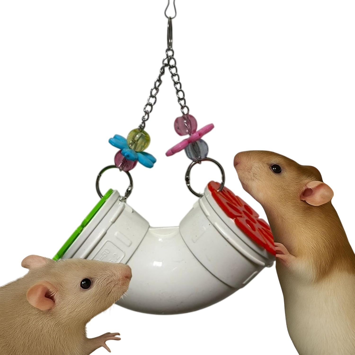 Mouse Rat Enrichment Toys Foraging, Treat Dispenser Rats Foraging Toy, Interactive Hide Treats Enrichment Hamster Toy for Rats Guinea Pig Small Pet, Hanging Slow Feeder (S, Plastic)