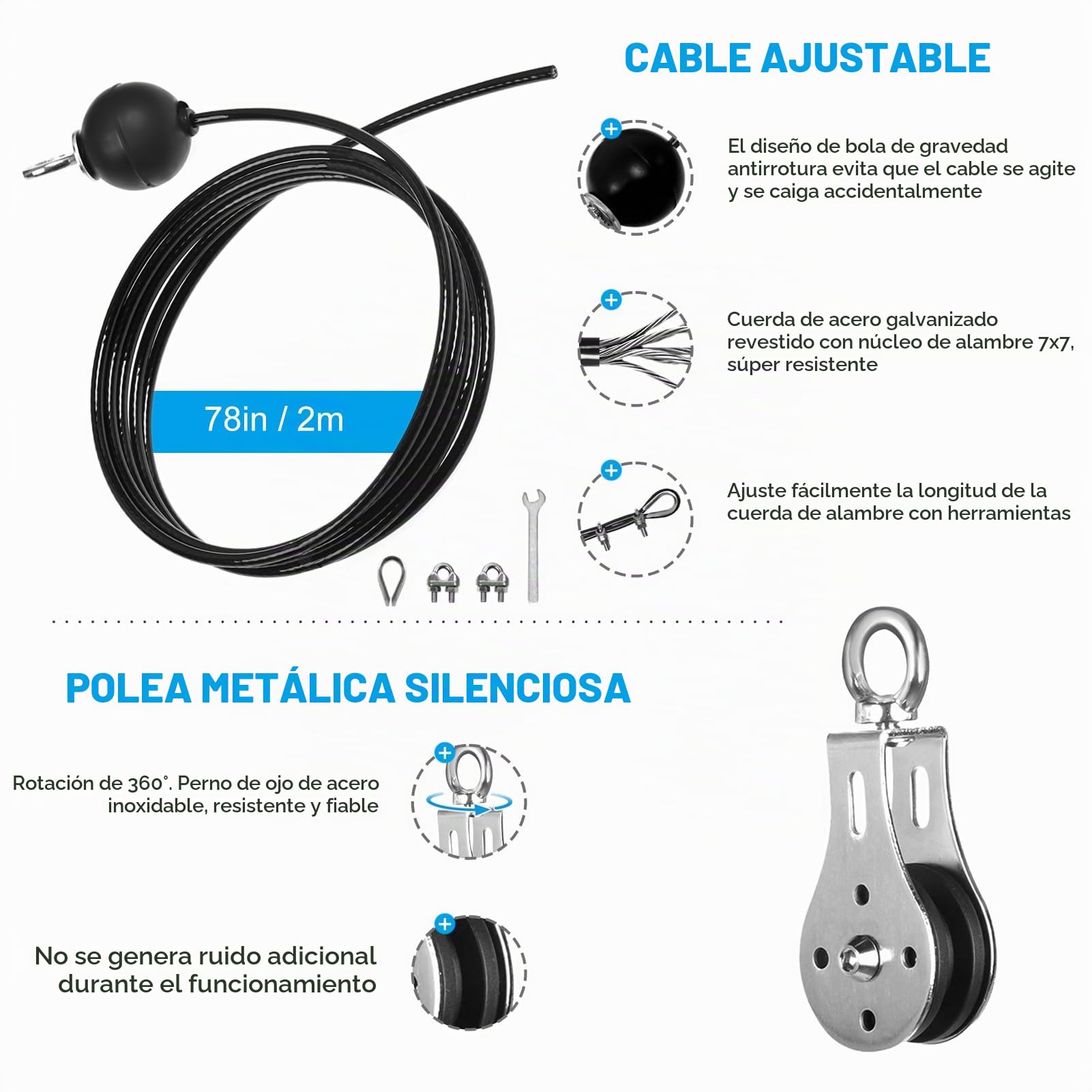 Polea Gym Casa, DIY Poleas Gimnasio Tríceps Polea Maquina Musculacion Entrenamiento Pecho Espalda Sistema de Poleas Gimnasio Casa