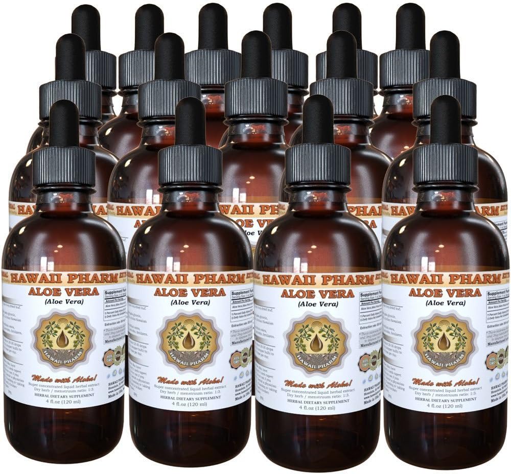 Hawaii Pharm Aloe Vera Liquid Extract, Aloe Vera (Aloe Vera) Tincture 15x4 oz