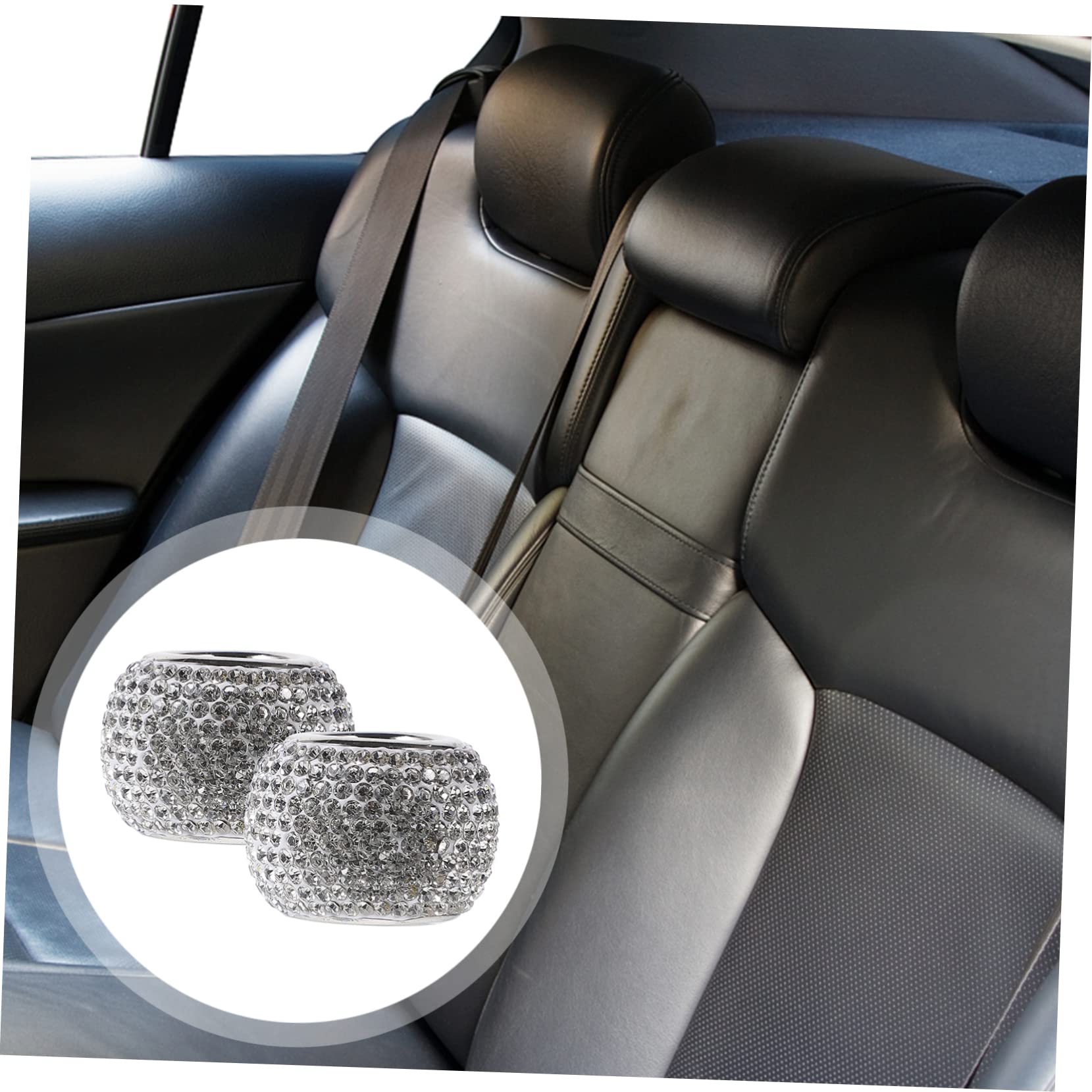 Collari Per Poggiatesta Auto Con Strass – Set Da 4 Anelli Decorativi Lucidi Per Interni Auto, Universali, Bianco - 2
