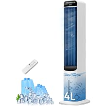 Uthfy 41 Inch Portable Air Conditioners, 3-in-1 Swamp Cooler Air Conditioner with 120 Oscillation, 4 Modes, 3 Speeds,4L Water Tank,4 Ice Packs, Cooling Fans that Blow Cold Air with Remote