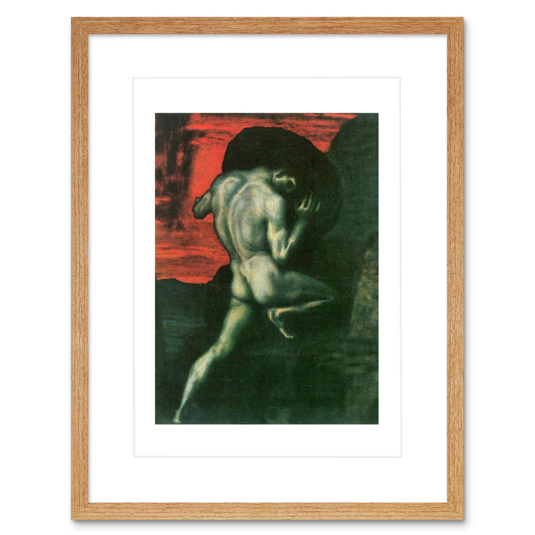 Artery8 - Von Stuck Sisyphus Framed Print - 9x7 Inch - Light Oak