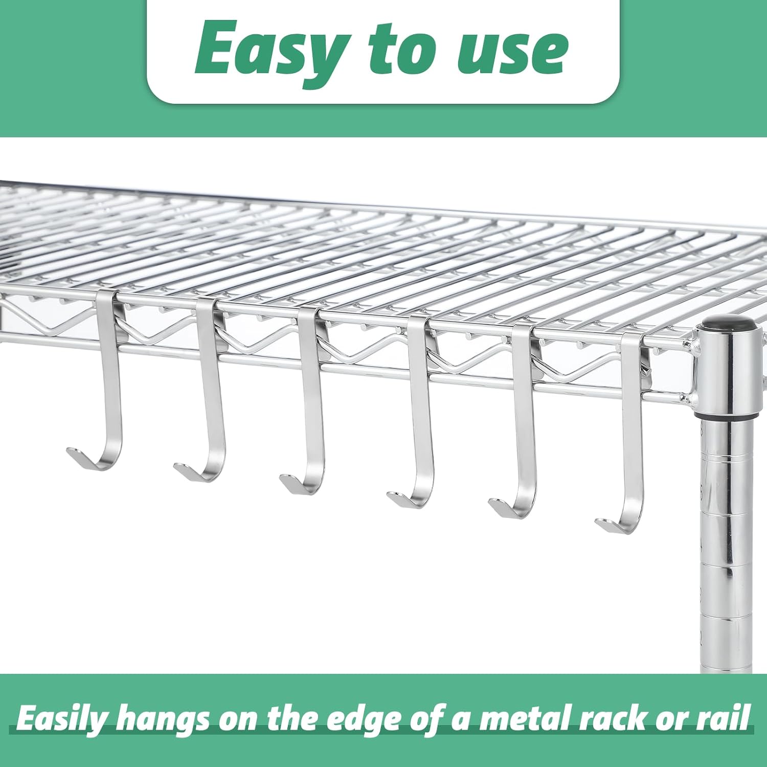 Yaocom 12 Pcs J Hook for Wire Shelving 3.6 Inch Large Heavy Duty Metal Shelf Hooks for Wire Shelves Racks Closet Shelving Accessories (Silver)