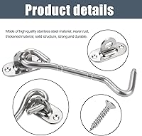 Vista 3 de 4 piezas de herrajes de acero inoxidable para puerta de granero, pestillo de puerta corredera de 6 pulgadas con gancho para ojos, pestillo de puerta
