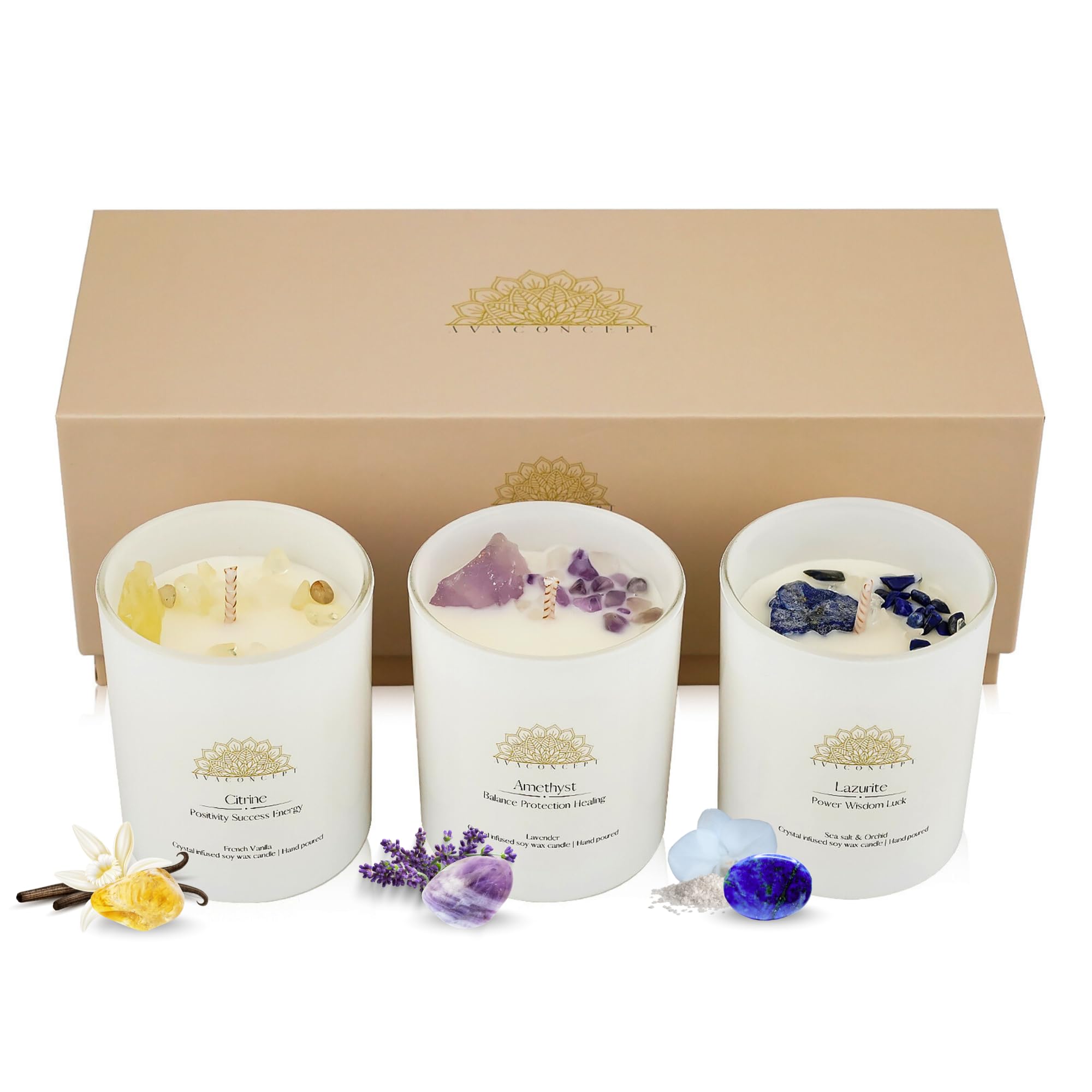Amazon.com: AvaConcept Healing Crystal Candle Gift Set – Set of 3