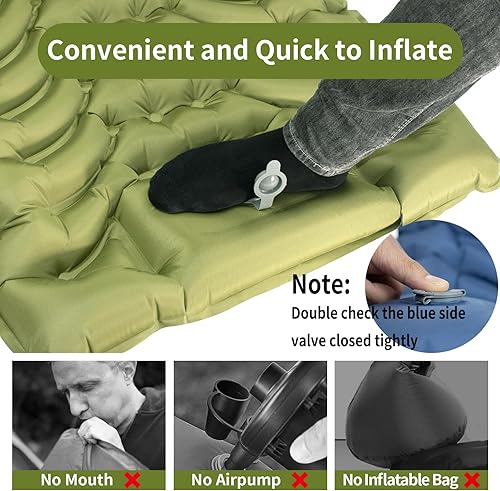 Miniatura 4 de MEETSUN Almohadilla de dormir autoinflable, tela de poliéster pongee 50D, resistente al desgaste, almohadilla de colchón de campamento con almohada,