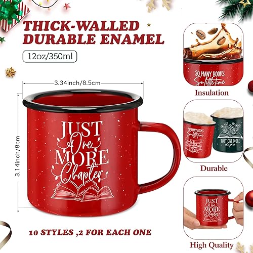 Miniatura 2 de Zhehao Regalos para amantes de los libros, taza esmaltada de 12 onzas con asa, regalo de Navidad para profesores, tazas de estudio de la biblioteca,