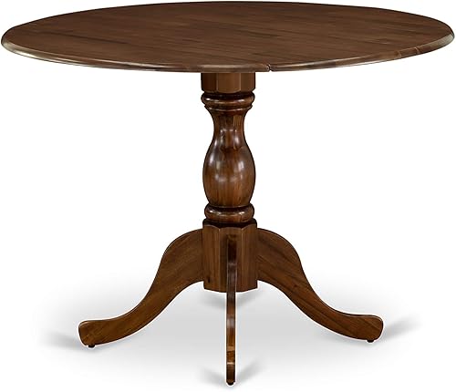 Miniatura 42 de East West Furniture DMT-ABK-TP Dublin - Mesa de comedor redonda de madera con base de gota y pedestal, 42 x 42 pulgadas, color negro cepillado