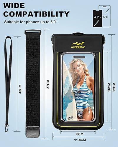 Miniatura 6 de Funda impermeable 2 en 1 para teléfono y brazalete para teléfono, funda impermeable subacuática para teléfono con correa desmontable, bolsas