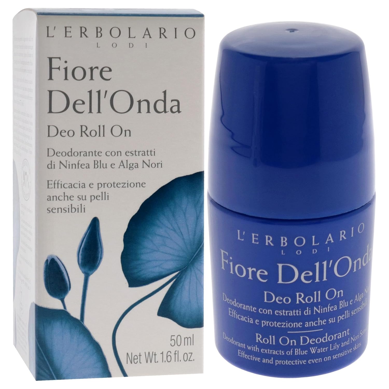 LErbolario Roll-On Deodorant, Fiore Dell'Onda, 1.7 oz - Roll-on Deodorant - Floral Scent - Natural Ingredients - For All Skin Types - Cruelty-Free