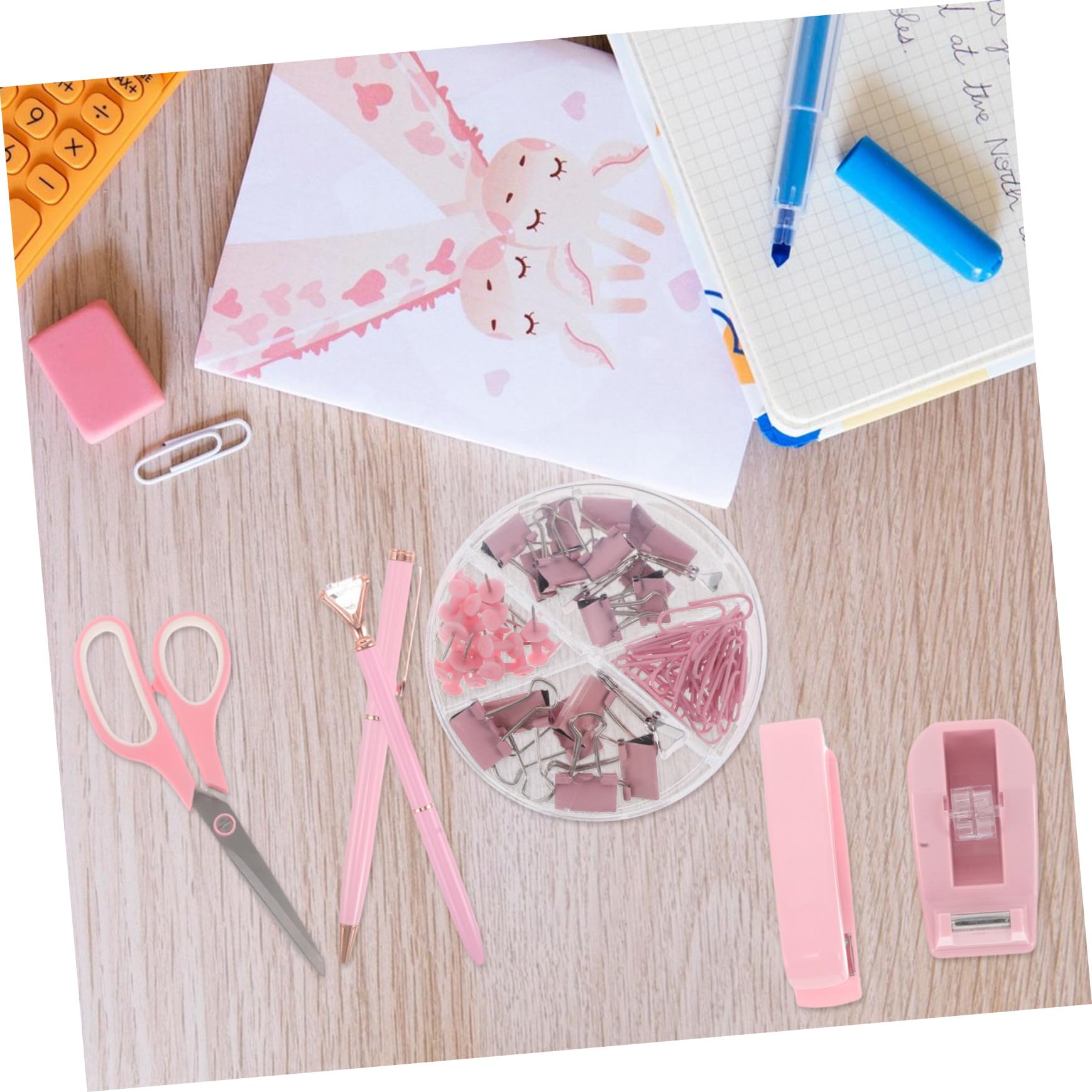 Schreibtisch set Bürobedarf mit Heftgerät Klebebandabroller und Entklammerer Modernes Design Langlebige Ausführung Stilvolle Büroaccessoires für Frauen Eleganter Arbeitsplatz
