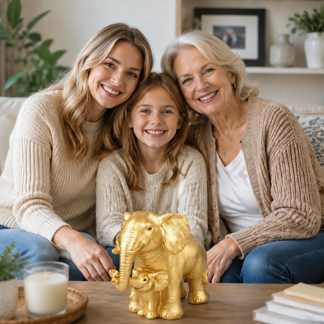 Elephant Statue Decor Elephants Figurines Gold Accent Decor for Living Room image 5