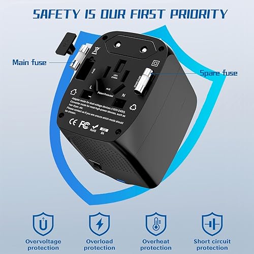 Miniatura 5 de Convertidor de voltaje de adaptador de viaje internacional, convertidor de viaje reductor de 220 V a 110 V para alisadores de cabello, convertidores