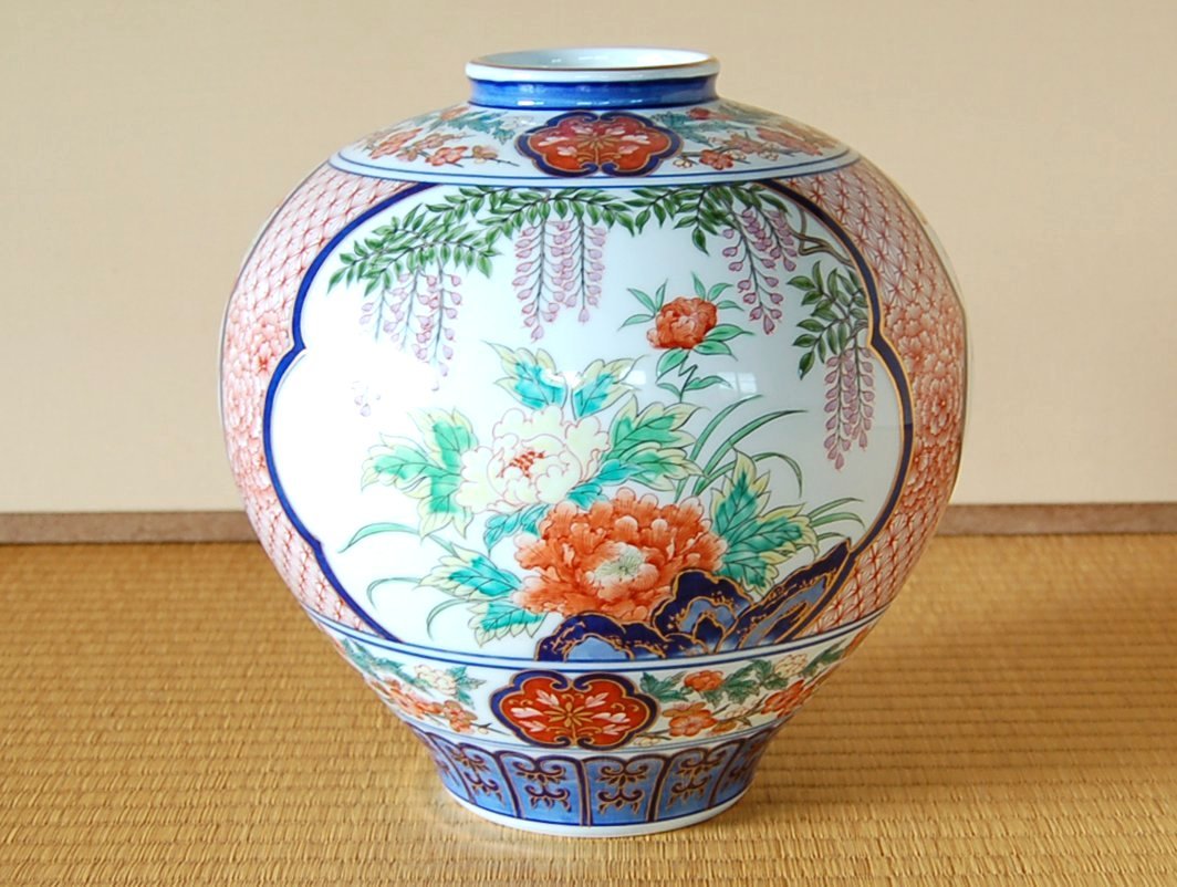Amazon.co.jp: 花瓶 有田焼 陶器 伝統工芸品 日本製 京香 胴径24cm×高