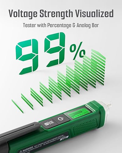 Miniatura 3 de Probador de voltaje, probador de voltaje sin contacto TESMEN TN-213, probador eléctrico, CA 12 V70 V-1000 V, rango doble, pantalla LCD en