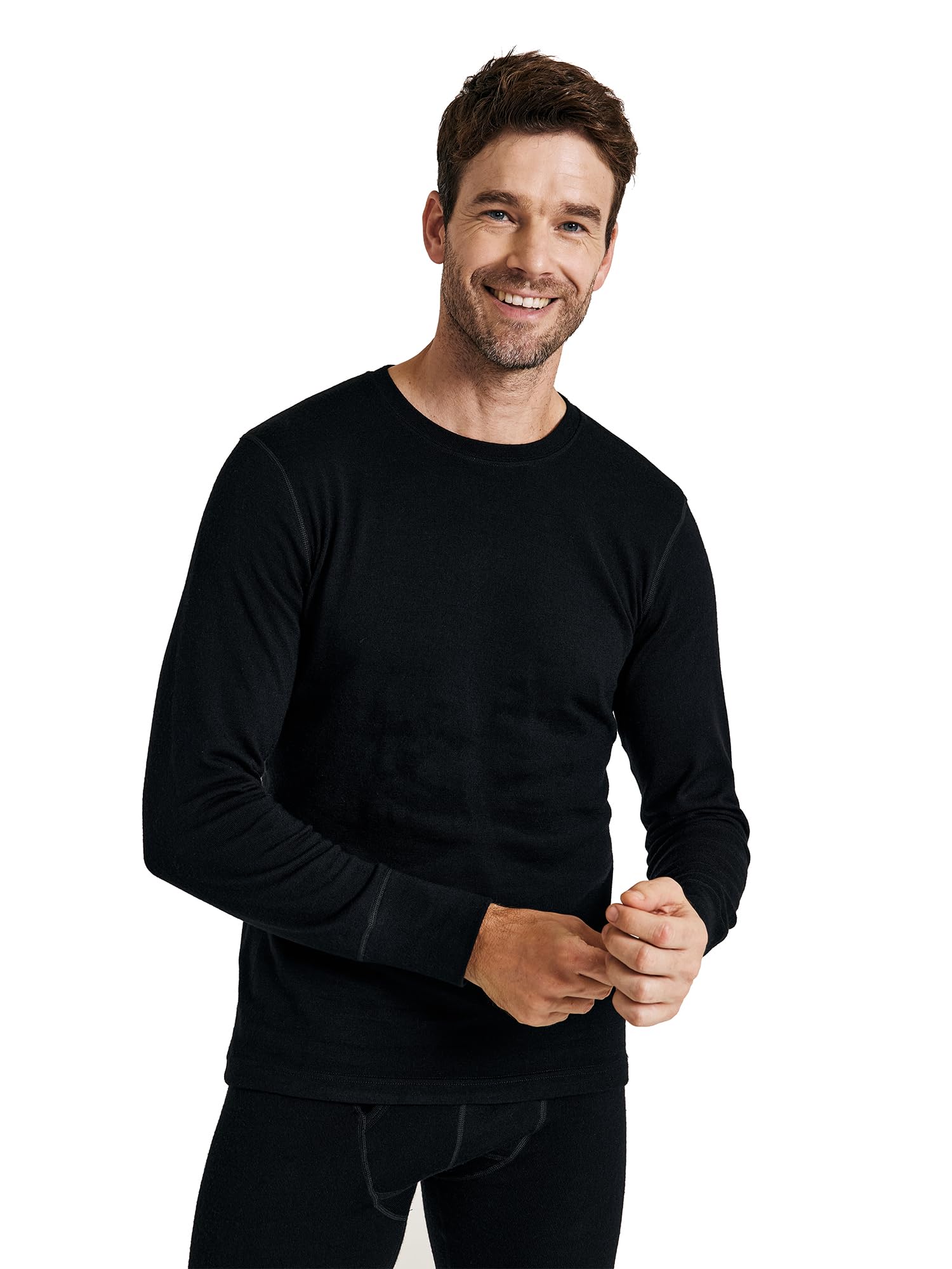 METARINO - Camiseta térmica de manga larga para hombre, 100 % lana merino, para senderismo, viajes, esquí