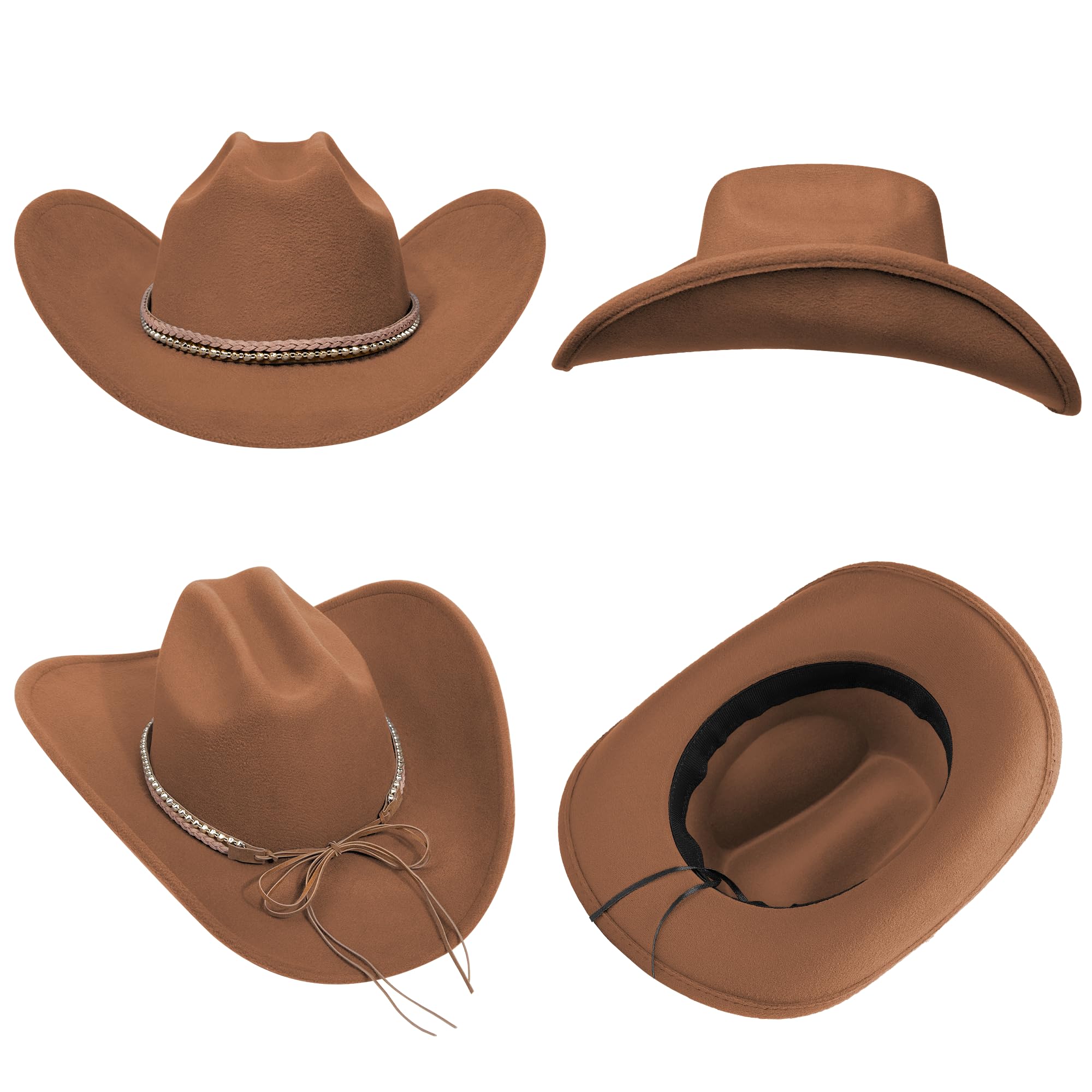 Cappelli da cowboy per donne e uomini con tesa larga in feltro cappelli western per cowgirl e cowboy