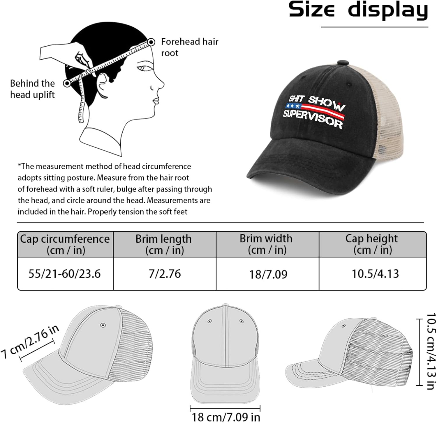 OOMOO Meme caps for Men Shit Show Supervisor Cap Meme Gifts for Men - Image 5