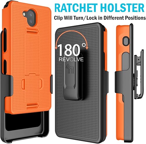Miniatura 2 de Nakedcellphone - Funda con clip para Sonim XP10 5G funda rígida delgada para teléfono con soporte y rotacióntrinquete Combo de funda de cadera para