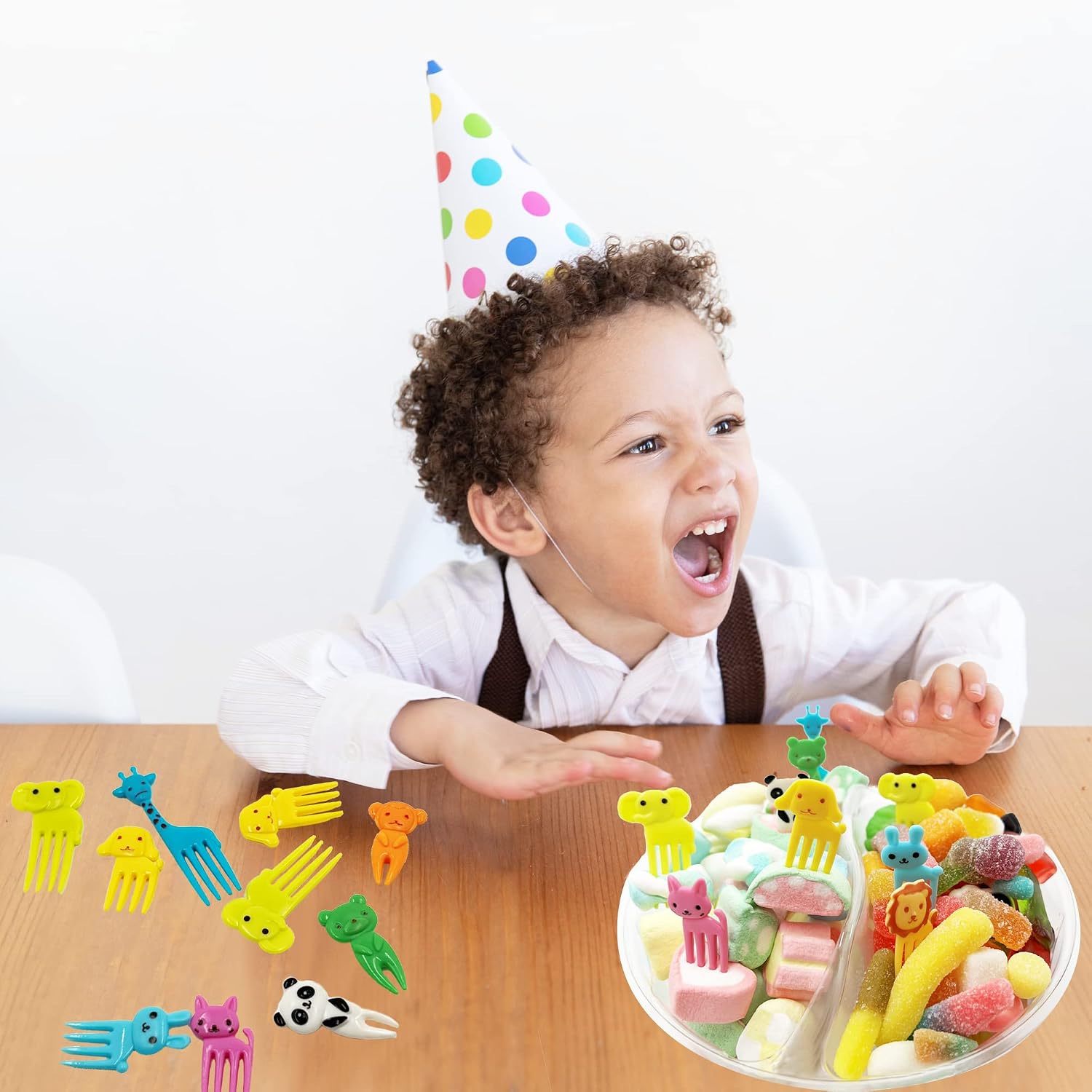Mini forchette da frutta a forma di cartone animato, stuzzicadenti per bambini, per torte e dolci, mini spiedini, stuzzicadenti, adulti, dessert, frutta, pasticcini, feste per bambini (20 pezzi) – immagine 8