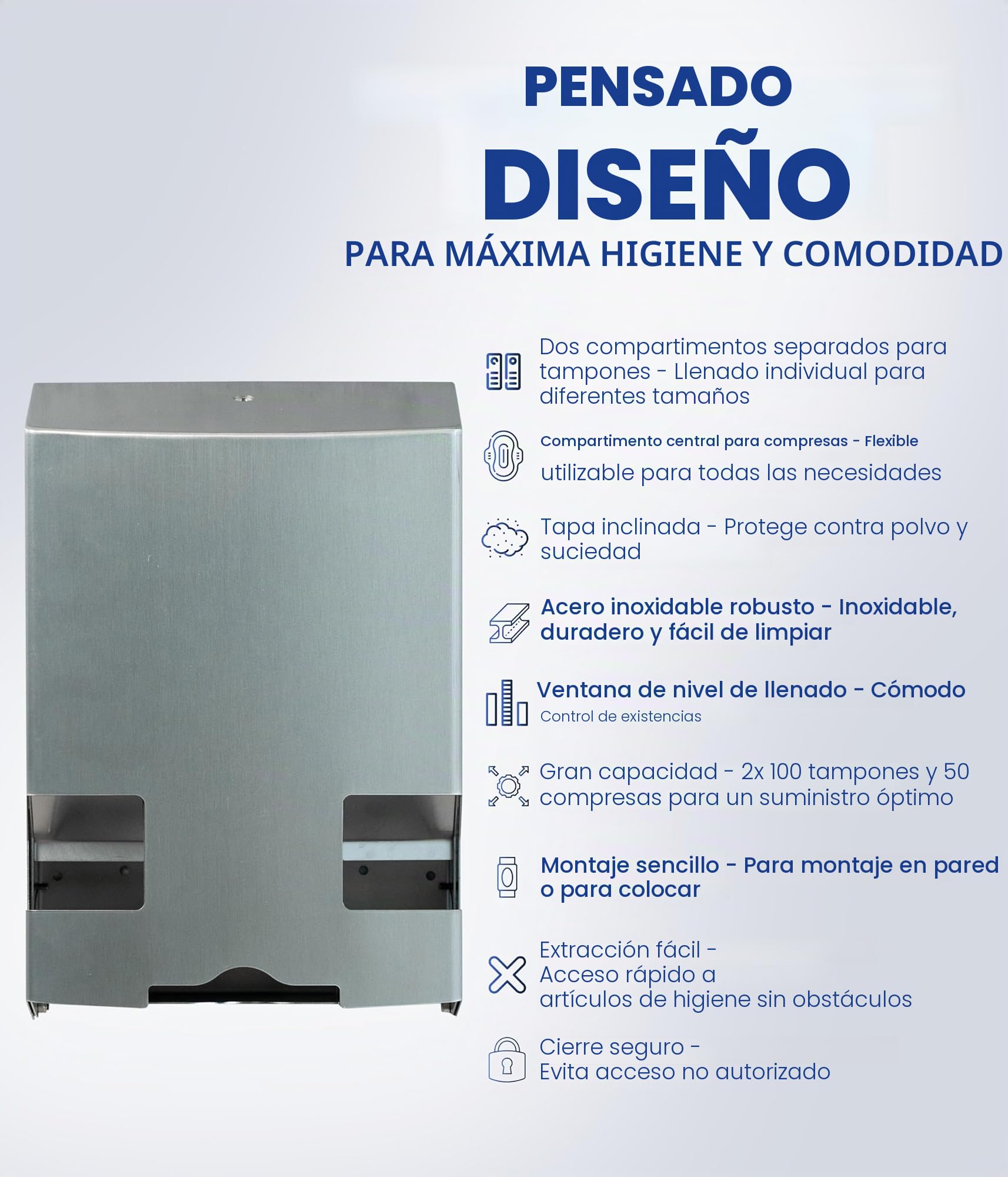 Dispensador de doble y trío con sellos y toallas, almacenamiento perfecto para oficina, gastronomía y aseo, elegante e higiénico, fabricado en Europa