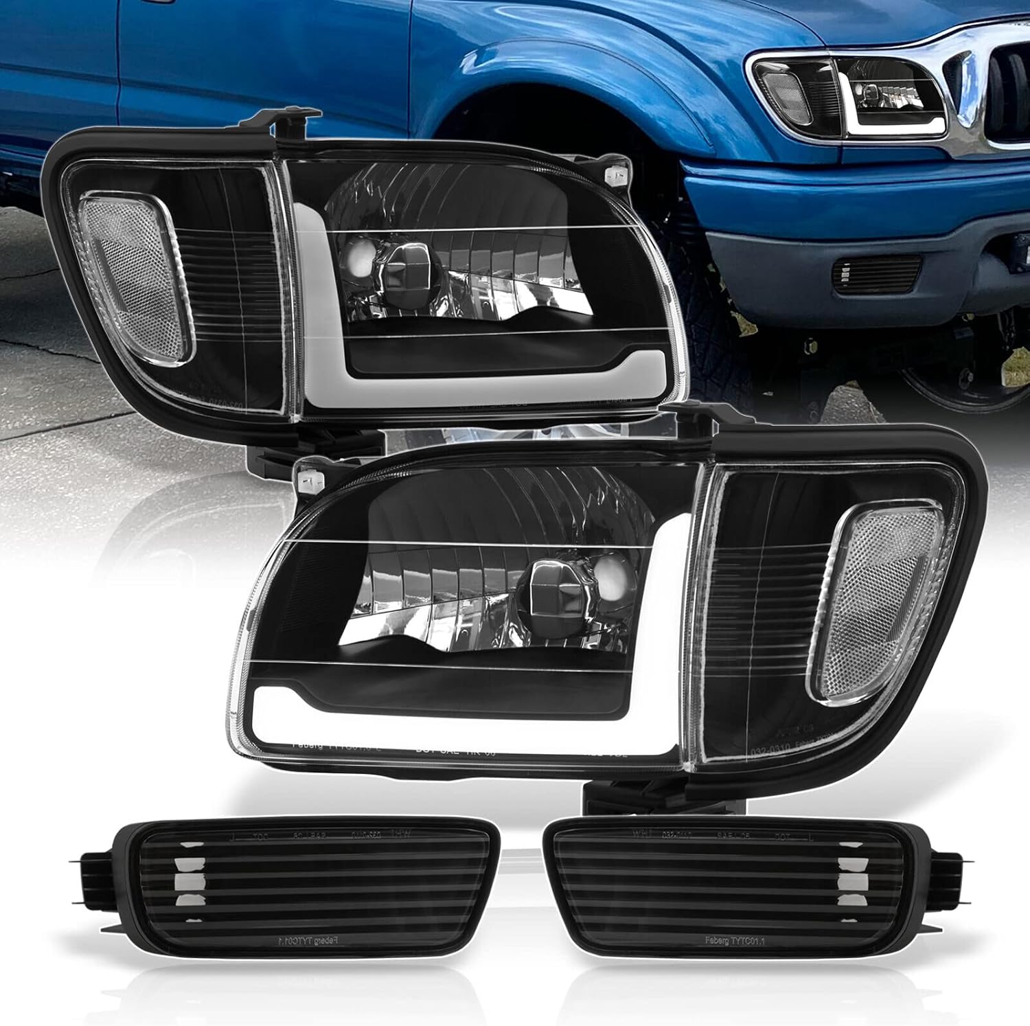 For 2016-2022 Toyota Tacoma W/o LED DRL Black Housing Clear Corner - Foto 8