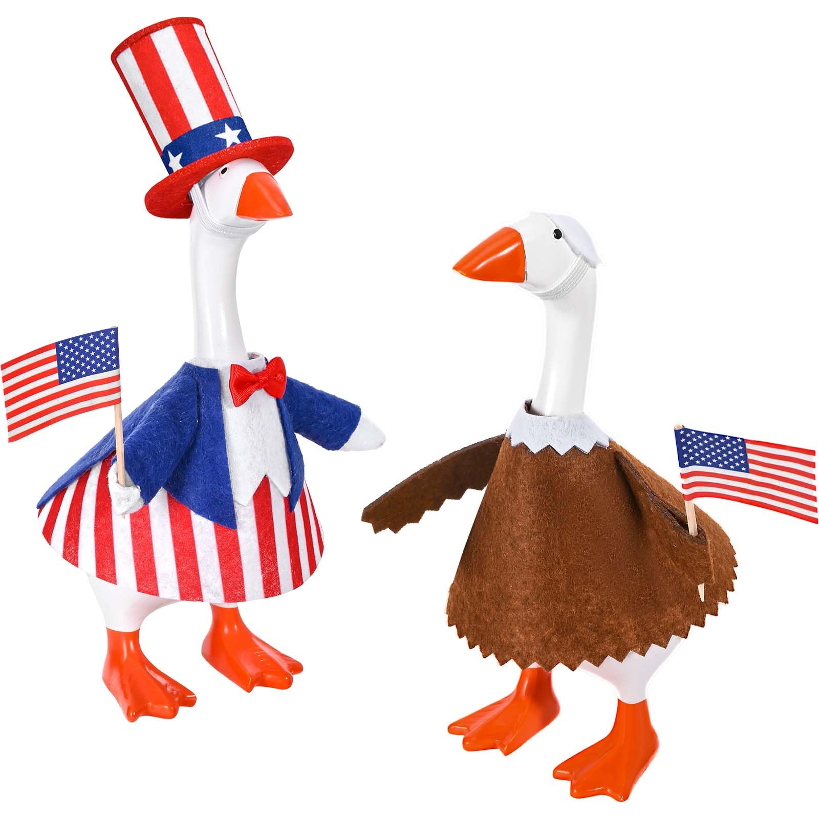 Porte-clés statue d'oie patriotique et tenues de bureau en feutre d'oie décoratives