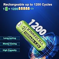 Vista 3 de Baterías AA recargables, baterías solares Ni-MH doble A de alta capacidad 1.2 V precargadas para luces solares al aire libre (AA-1300mAh-12pack)