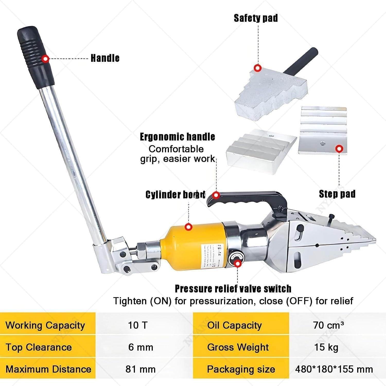 10T Hydraulic Flange Separator Tool, Manual Spreader with 81MM Gap for Pipe Flange Maintenance and Construction, Heavy-Duty Industrial Equipment
