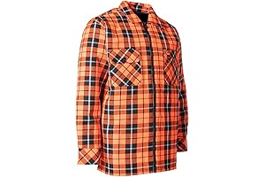 Forcefield Hi-Viz Orange Tartan Plaid Quilted Flannel Work Shirt Jacket