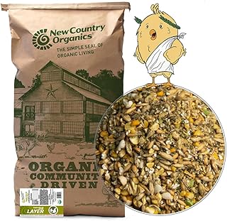 New Country Organics I Organic Olive Oil Layer Feed for Laying Hens | Corn-Free, Soy-Free | 17% Protein | High Omega-3 Chicken Feed | Organic Chicken Layer Food for Healthy Eggs & Hens | 40 lbs